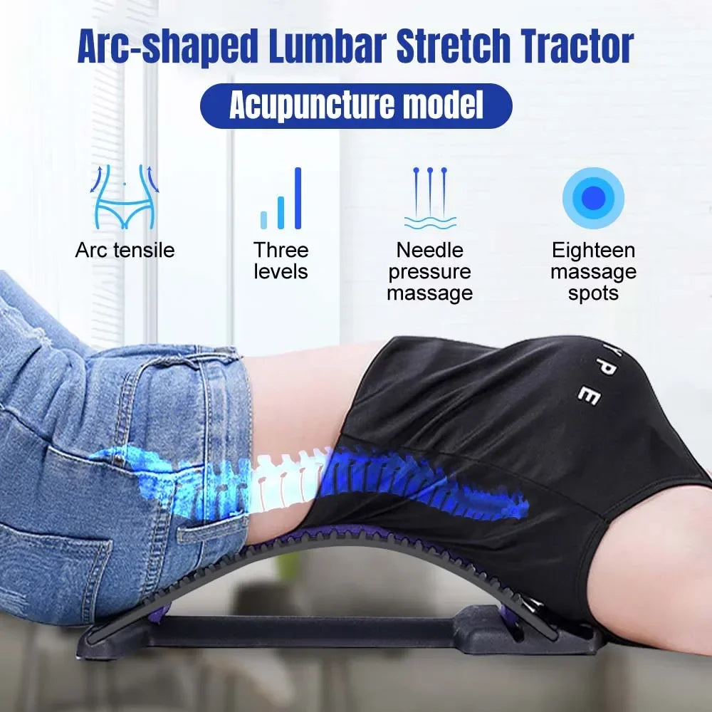 Back Stretcher 3 Level Back Cracker Lumbar Massager Lower Back Pain Relief Device Lumbar Support Spine Board for Herniated Disc