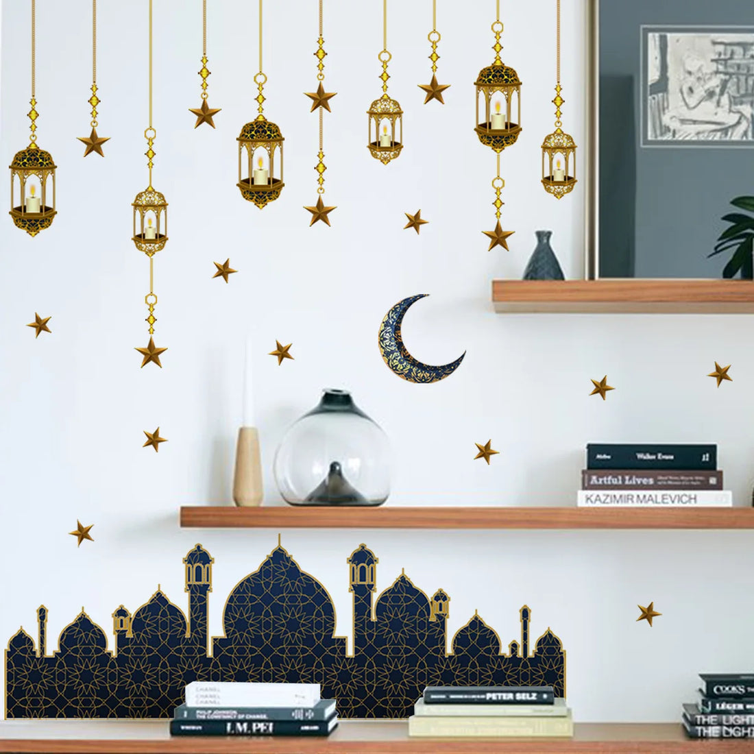 1set Ramadan Kareem Wall Sticker Ramadan Decoration 2025 Eid Mubarak Window Wall Sticker Islamic Muslim holiday Party Decor