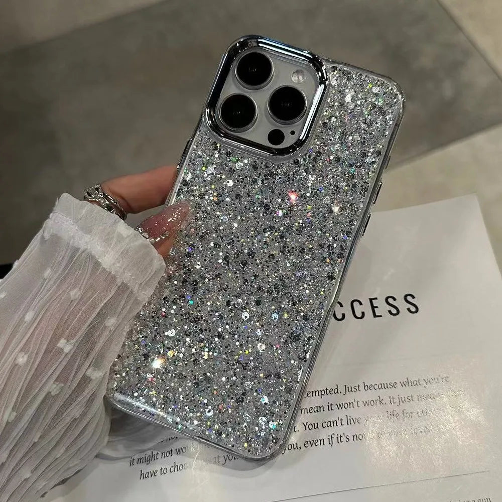 Luxury Bling Glitter Shockproof Phone Case For iPhone 16 15 14 13 12 11 Pro Max Plus Soft Bumper Protection Cover