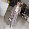 Eid Muslim Women Blouse Two Piece Set Abaya Long Shirt Wide Leg Pant Suits Ramadan Arabic Dubai Modest Musulman Ensembles - Aurex