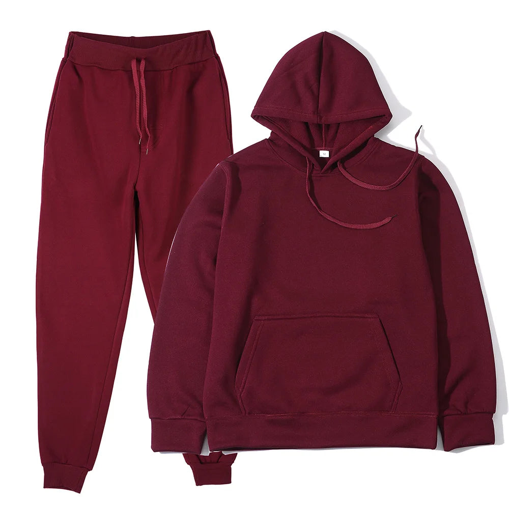 Basic Men/Women 2Pcs/Sets Sweatshirt Hoodies Pants 2024 Male Gyms Fitness Tops Joggers Sportswear Tracksuits - Aurex