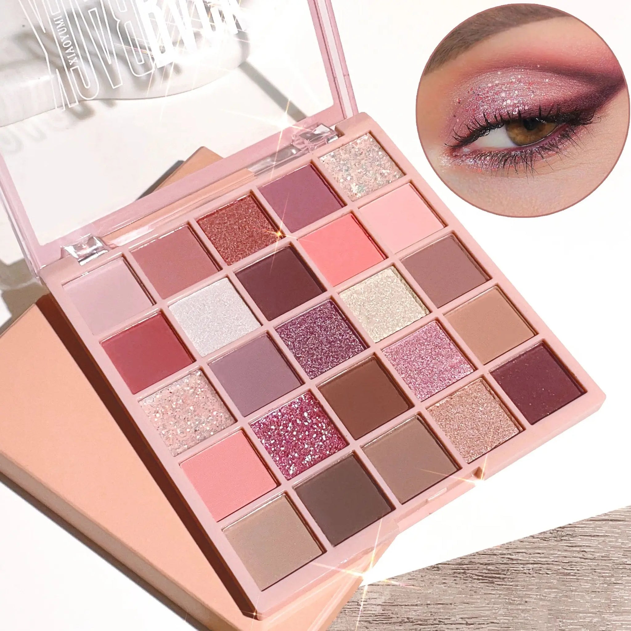 25 Colors Eyeshadow Palette High Gloss Cement Grey Rose Brown Color Tone Matte Glitter Daily Makeup Dry Rose Eyeshadow For Music