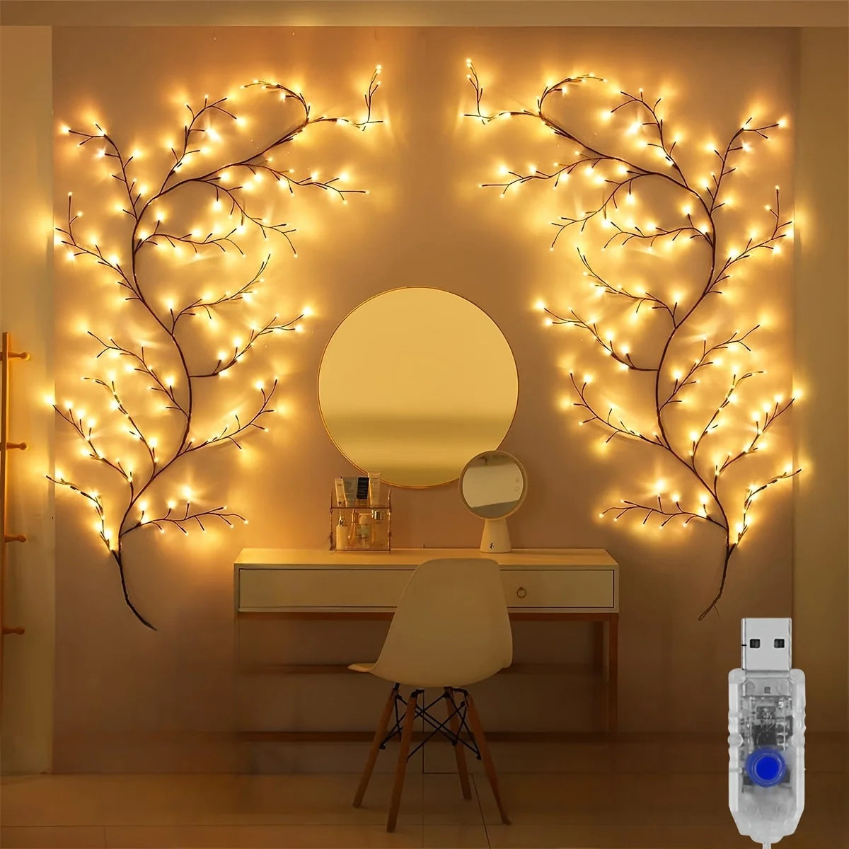 96LEDS Bendable Willow Vine Lights, 8Moeds Rattan Tree Decorative Light, Night Light, For Wall Bedroom Indoor Outdoor Christmas