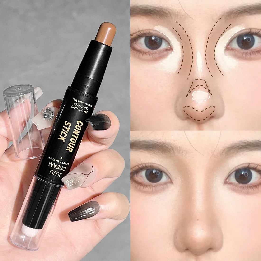 Double-ended dual-purpose high-light trimming stick, three-dimensional contour, nose shadow, facial shape, brighten and trimming