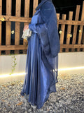 Cross-Border Women's Modest Abaya – Solid Color Organza Suit with Simple Shawl & Outer Skirt - Aurex