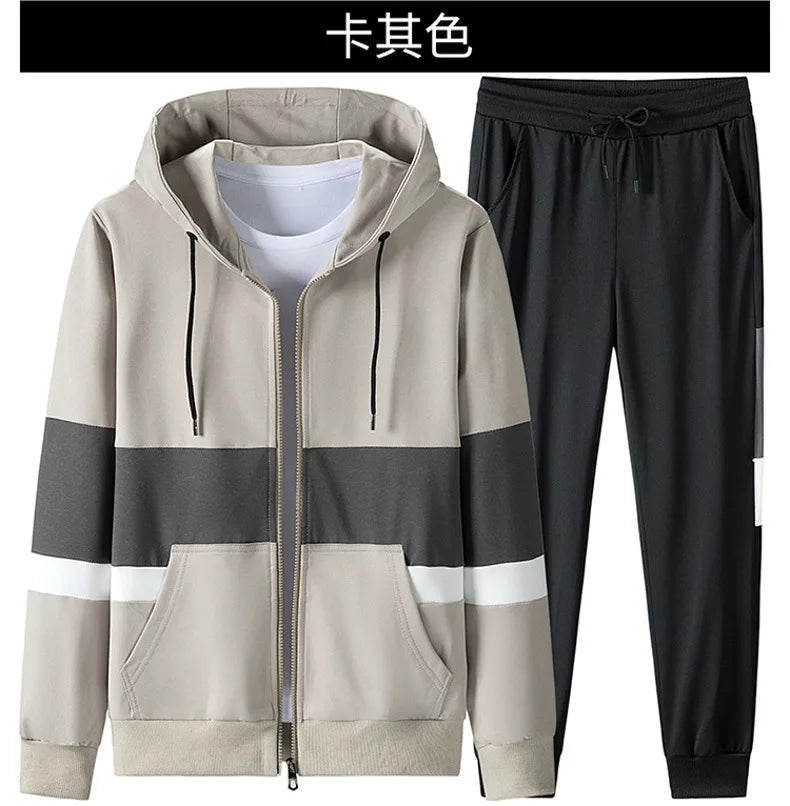 2025 Men's Sweatshirt Running Suit Autumn Thick Warm Tracksuit 2 Pieces Hoodies Sets Male Coat Fitness Gym Clothing - Aurex