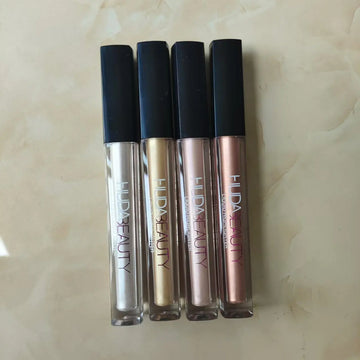 4-color Face Liquid Highlighter HUDA Stick Shimmer Shine High Lighter Iluminador Maquillaje Eyeshadow Sparkling Makeup Cosmetics