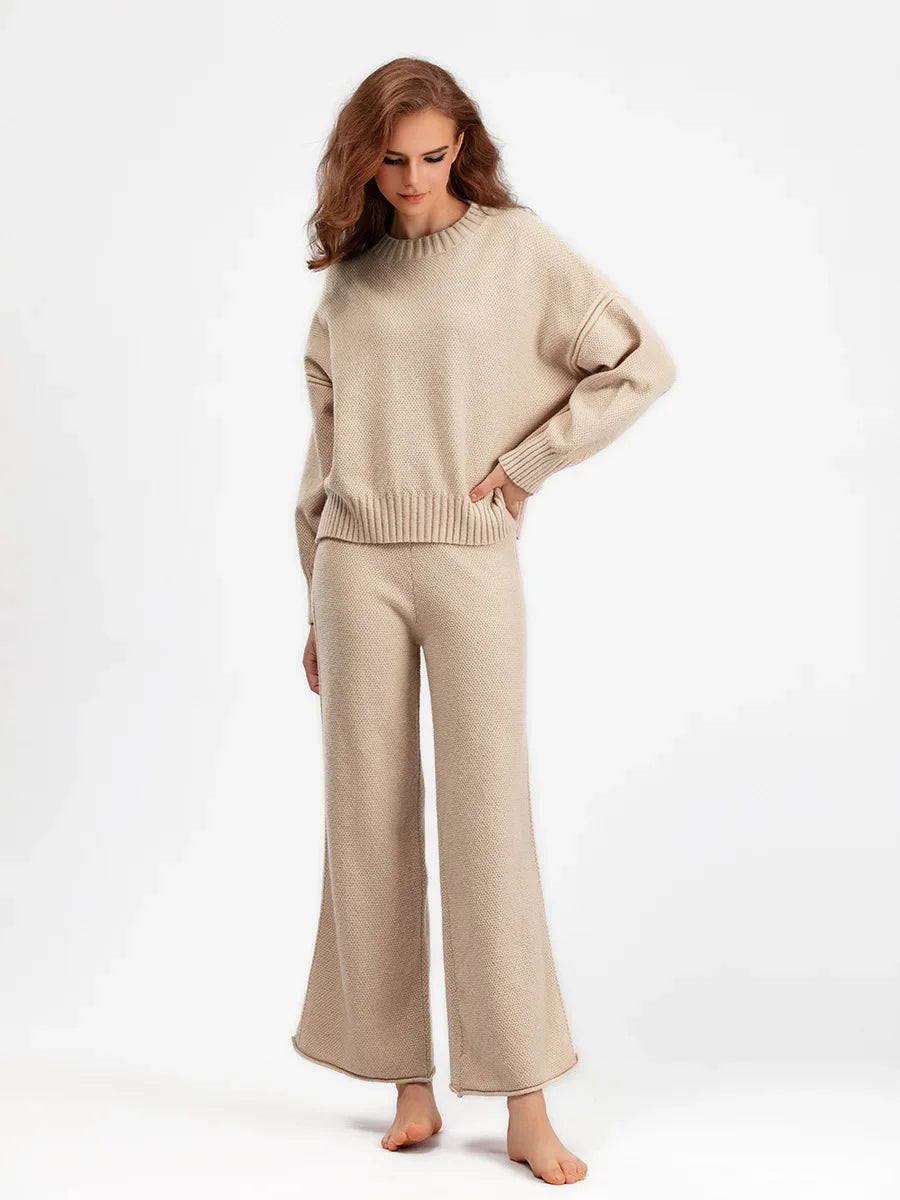 Stay Warm in Style with this Autumn Winter Women's Yoga Set Loose Sweater and Long Trousers for a Comfortable Home Outfit - Aurex