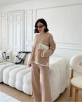 Winter Women Knitted 2 Pieces Set Muslim Casual Spring Split Pullover Sweater Top Knitted Pant 2PCS Suits Warm Set Outfit  2025 - Aurex