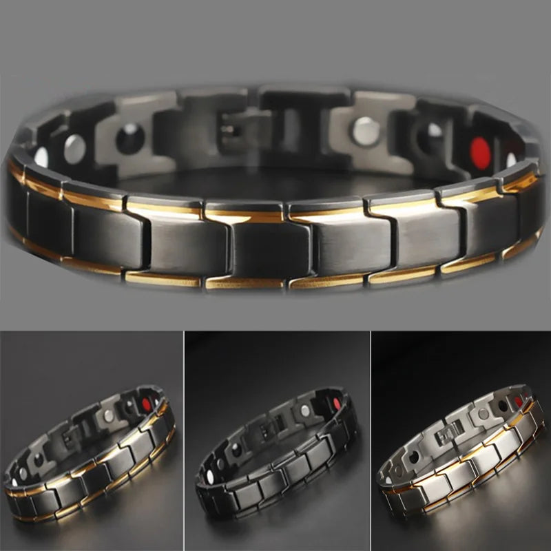 Hot Sale Luxury Fashion Health Energy Bracelet Men Stainless Steel Bio Magnetic Anti-fatigue Anti-radiation Bracelets Jewelry