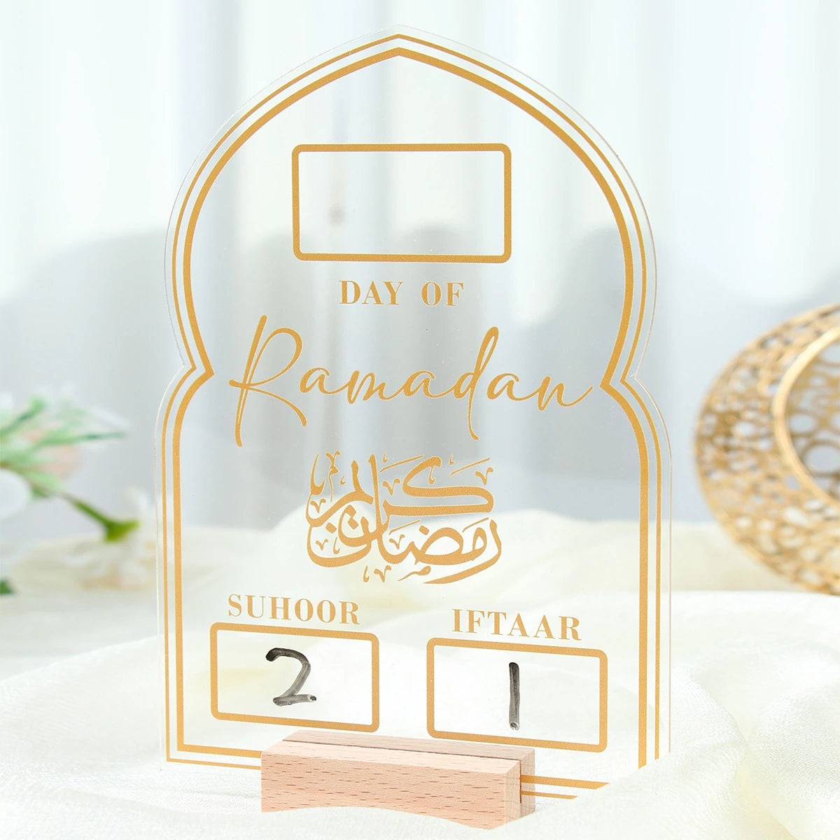 Ramadan Countdown Calendar Acrylic Eid Mubarak Ornament Kareem Ramadan Decoration 2025 For Home Islamic Muslim Party Decor Gifts