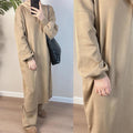 Autumn Casual Knitted 2 Piece Set Womens Outfits Matching Muslim Set Long Sleeve Dress Wide Leg Pants Suit Tracksuit Turkey Robe - Aurex