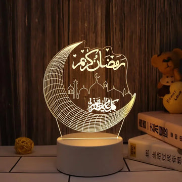 Muslim Festival Eid Mubarak Decorative Lamp 3D Led Night Light Ramadan Ornament Bedroom Decoration USB Power Holiday Lighting