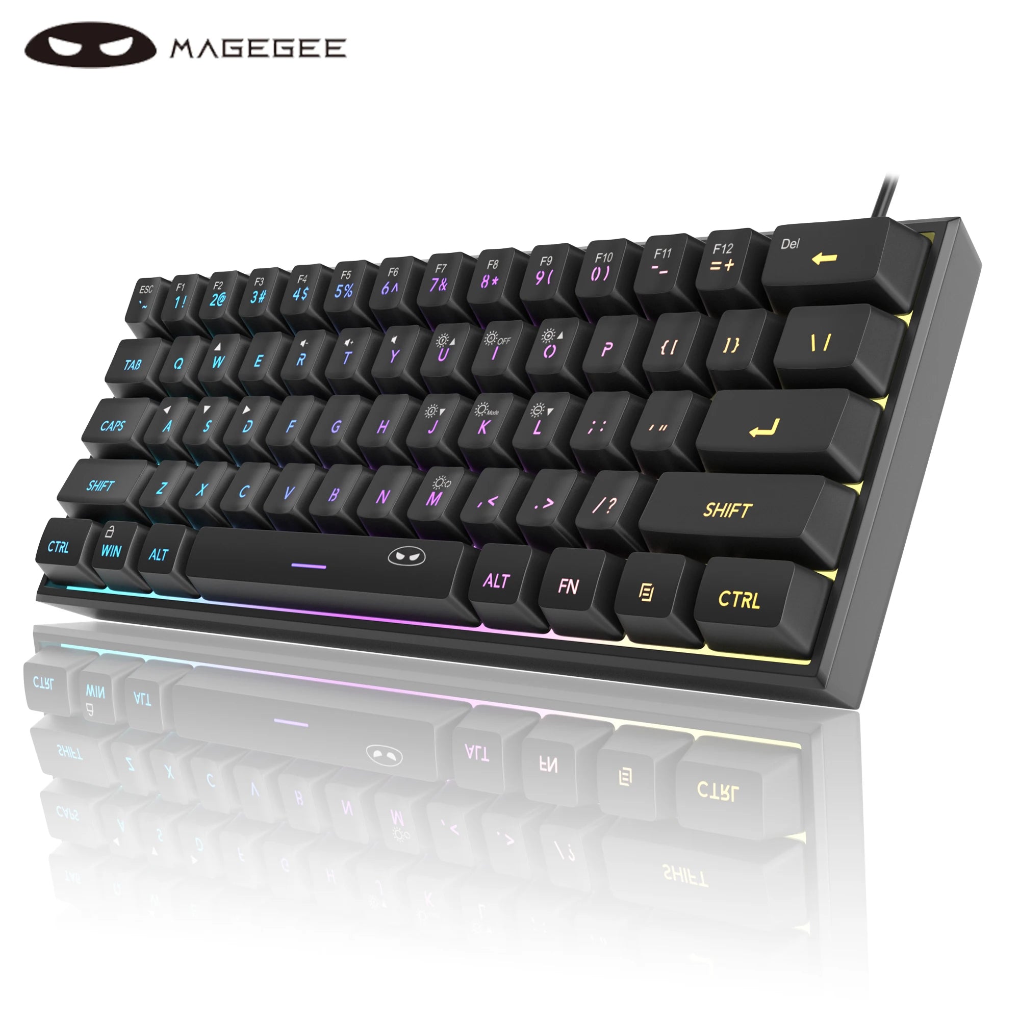 MageGee Mini 60% Gaming Keyboard, RGB Backlit 61 Key Ultra-Compact Keyboard, TS91 Ergonomic Waterproof Mechanical Feeling Office