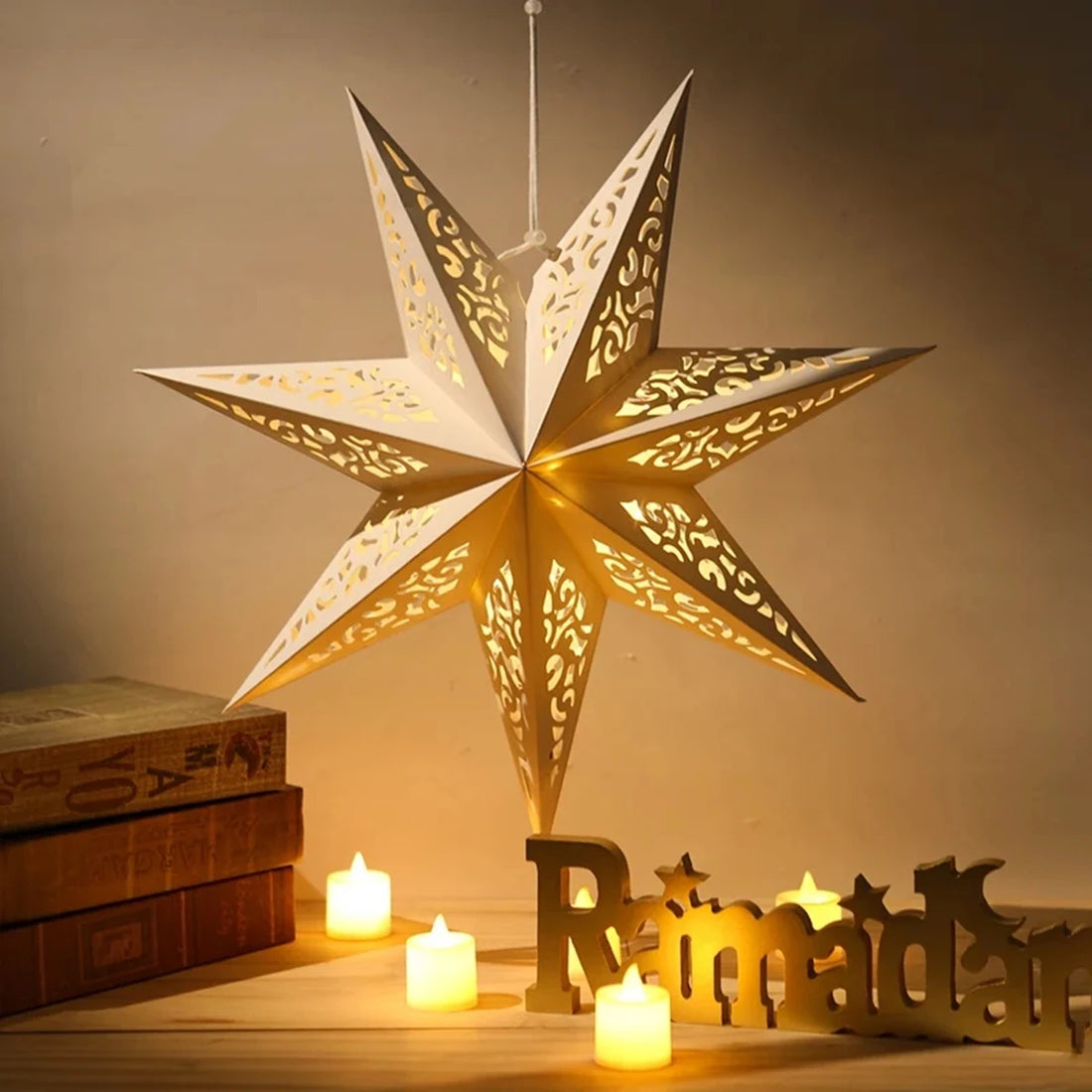 Eid Mubarak Hollow Star Hanging Pendant Ramadan Decoration For Home 2025 Islam Muslim Party Eid Al Adha Kareem Light Gifts