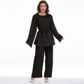 Casual Tracksuits for Women, Wide Leg Pants Sets, Long Sleeve Blouse, Muslim Abaya, Turkey Kaftan, Eid Arab, Autumn Fashion - Aurex