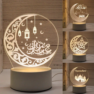 2025 Ramadan Decoration for Home USB 3D LED Night Light Eid Mubarak Table Ornament Muslim Festival Party Eid Al Adha Gifts