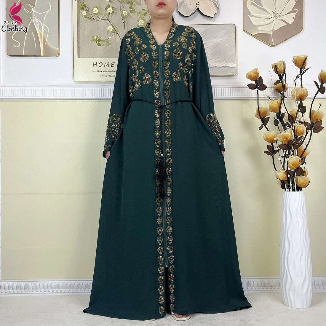 New Style Women Muslim Dress Chiffon Open Abaya 2024 Dubai Women Elegant Dress Islamic Clothing Zipper Cardigan Abaya With Scarf