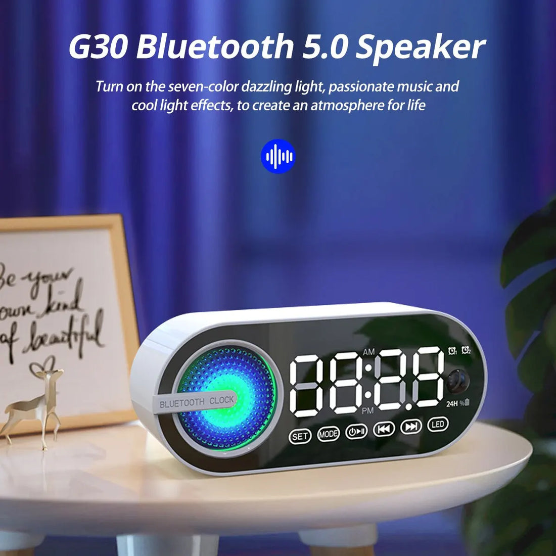 Digital Alarm Clock Wireless Bluetooth Mini Speaker Support TF FM Radio Sound Box Bass Subwoofer Boombox Desktop Music Player